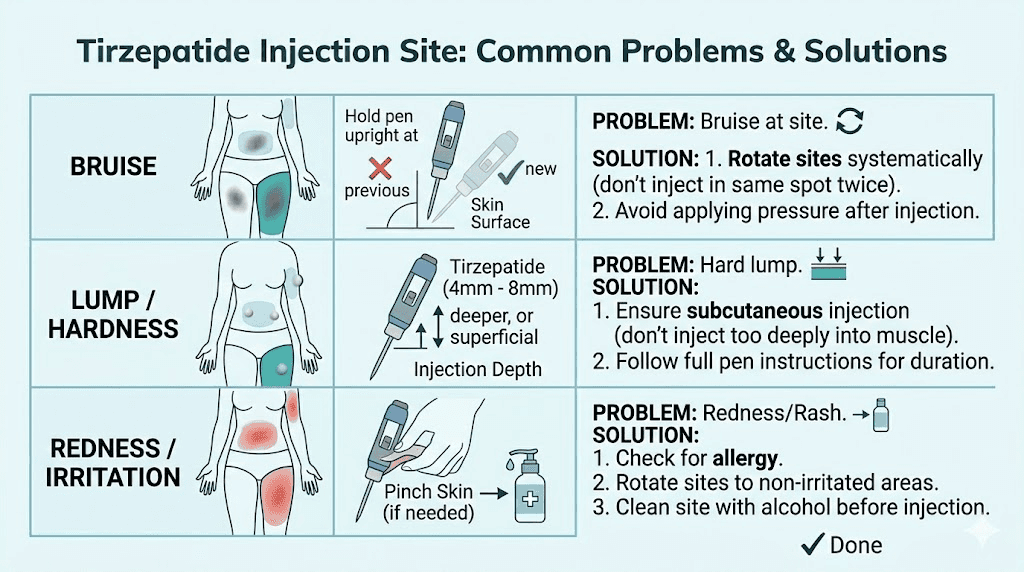 Common tirzepatide thigh injection problems and solutions guide