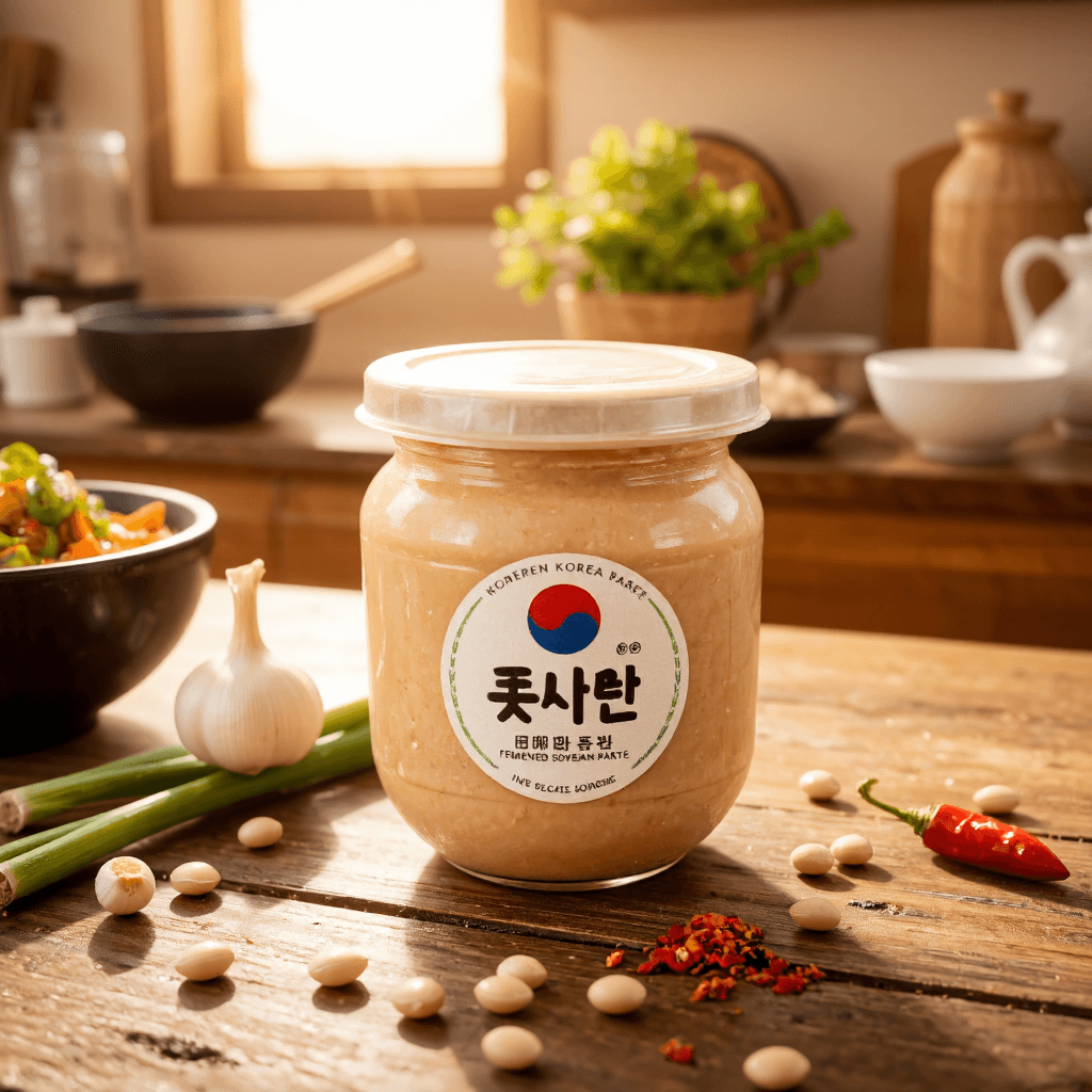 product photography of a container of fermented soybean paste