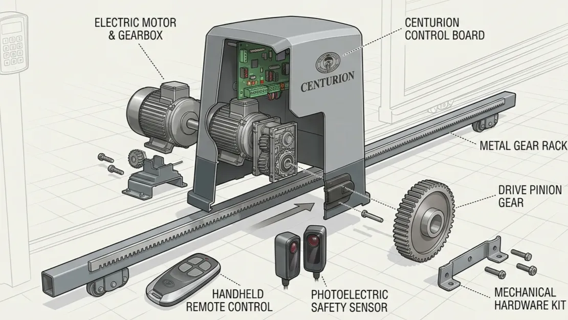 Components of an automatic sliding gate opener system