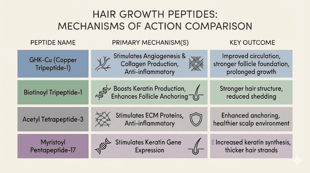 Hair growth peptides comparison chart
