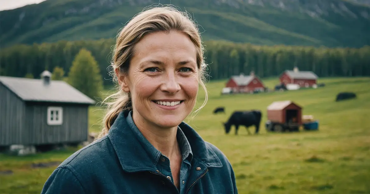 Bilde av en kvinnelig norsk bonde.
