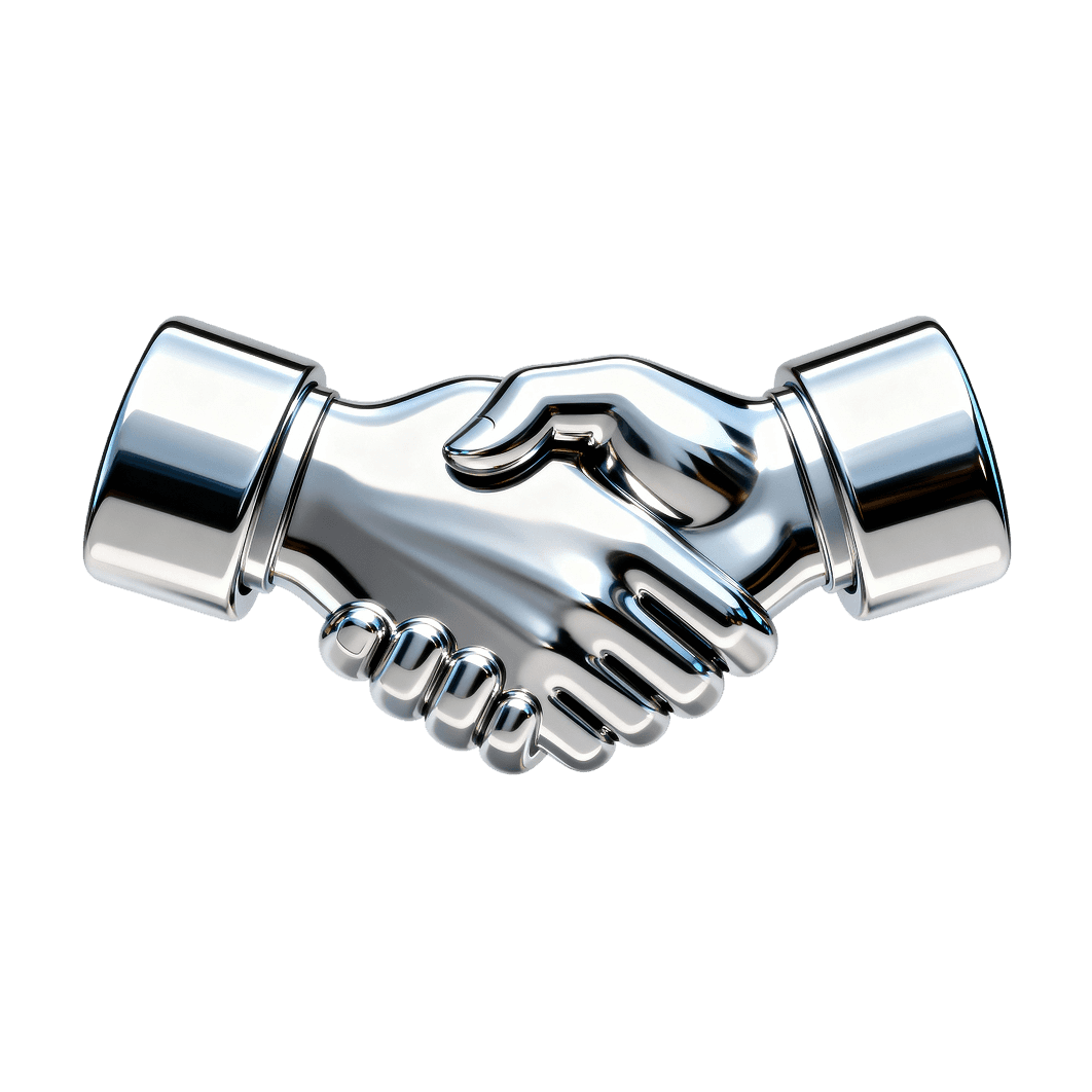 Shakehand Silver Coated 3d Icon