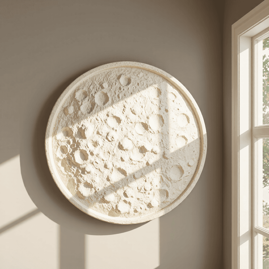 product photography of decorative moon-shaped wall art