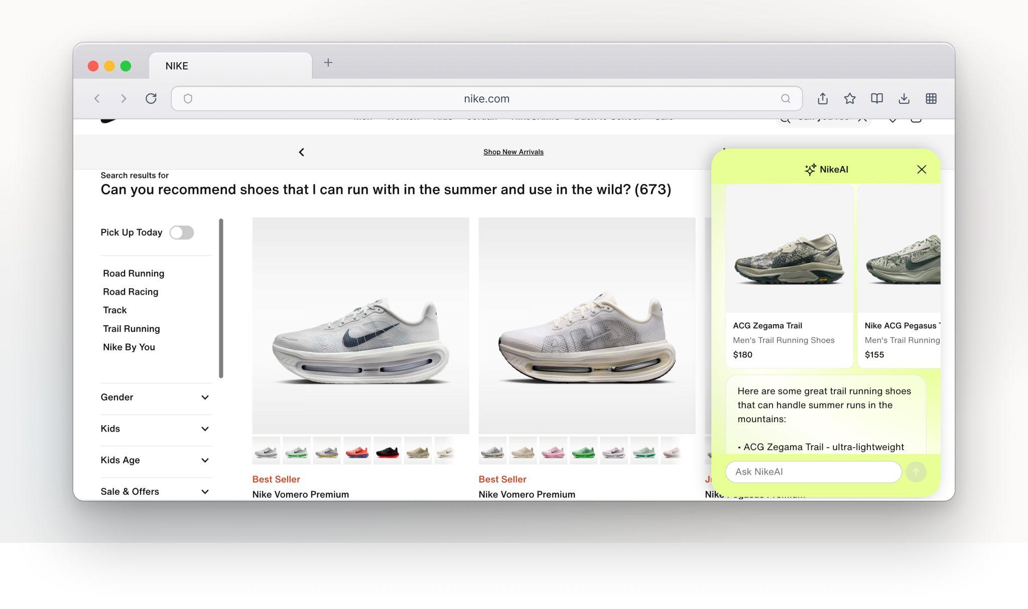 Un asistente de compras con IA en Nike.com