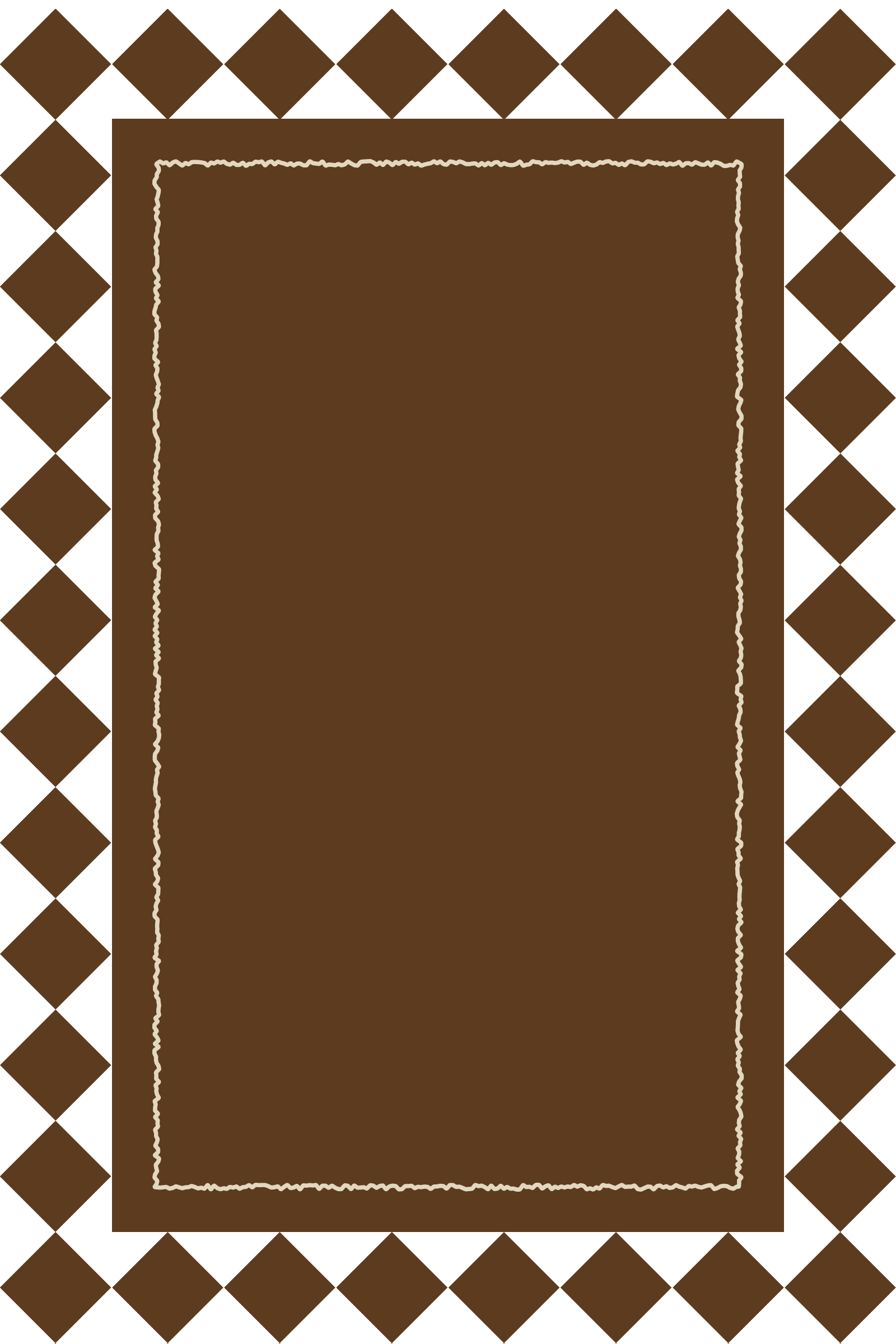 Brown rectangle with diamond border