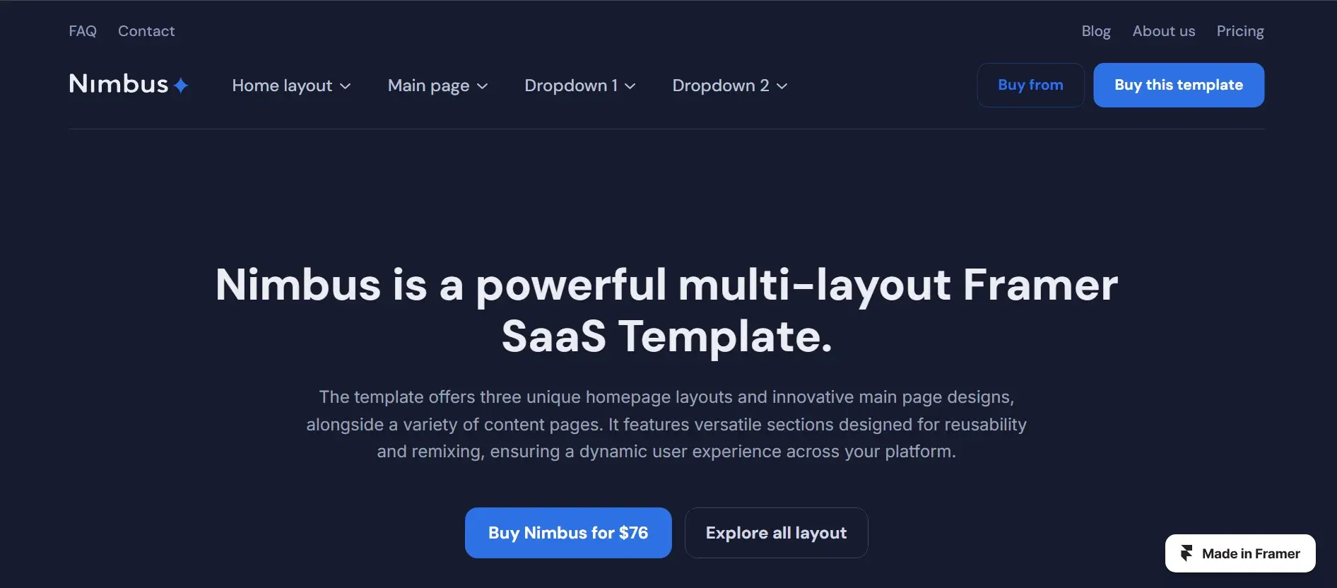 nimbus framer template