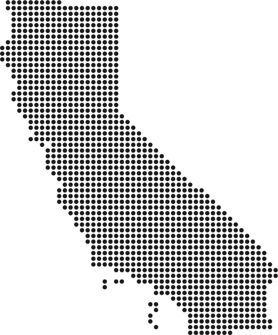 Dot map of the state of California