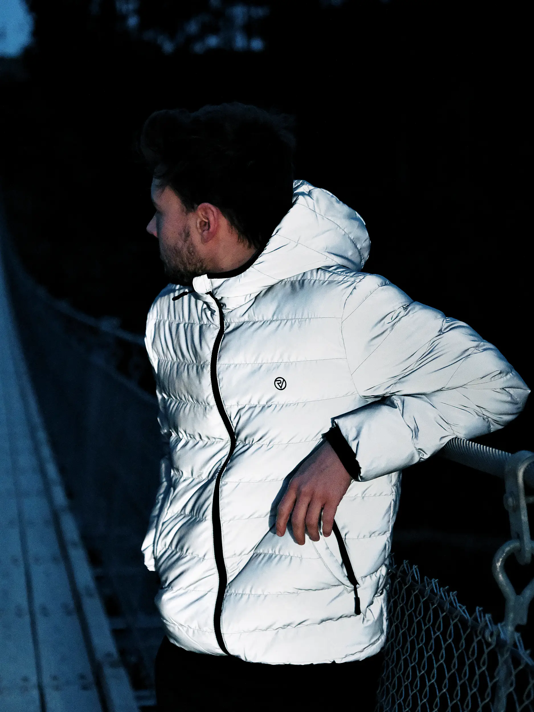 Proviz Sports reflective jacket on the Geierlay Bridge.