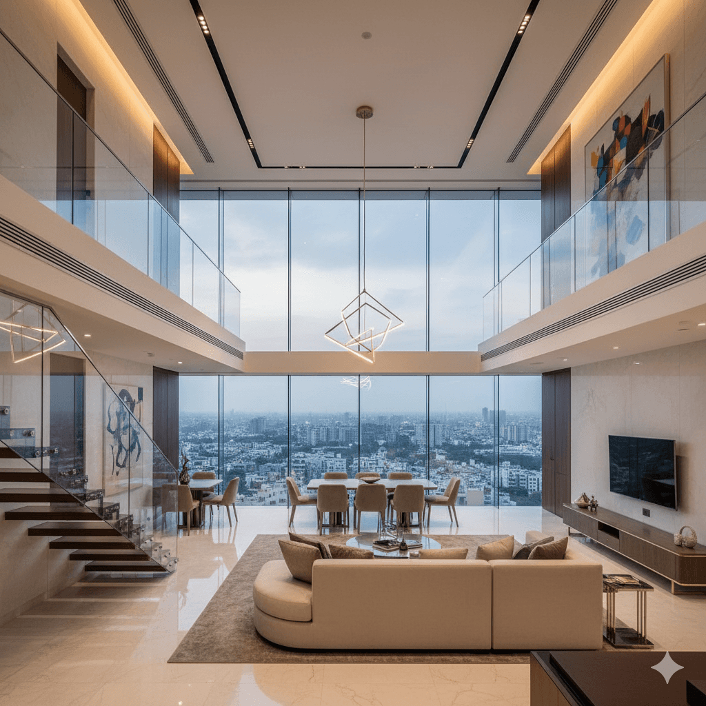 M3M Penthouses Noida: Luxury double-height loft pentsuite interior