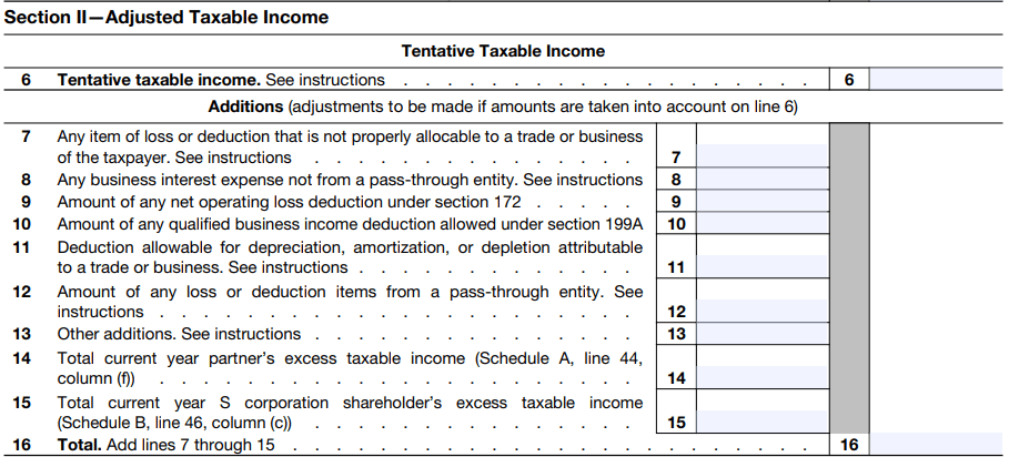 How to calculate adjusted taxable income ATI for Section 163j interest limits