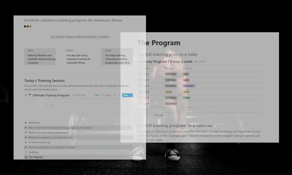 Free Notion Templates Workout Plan