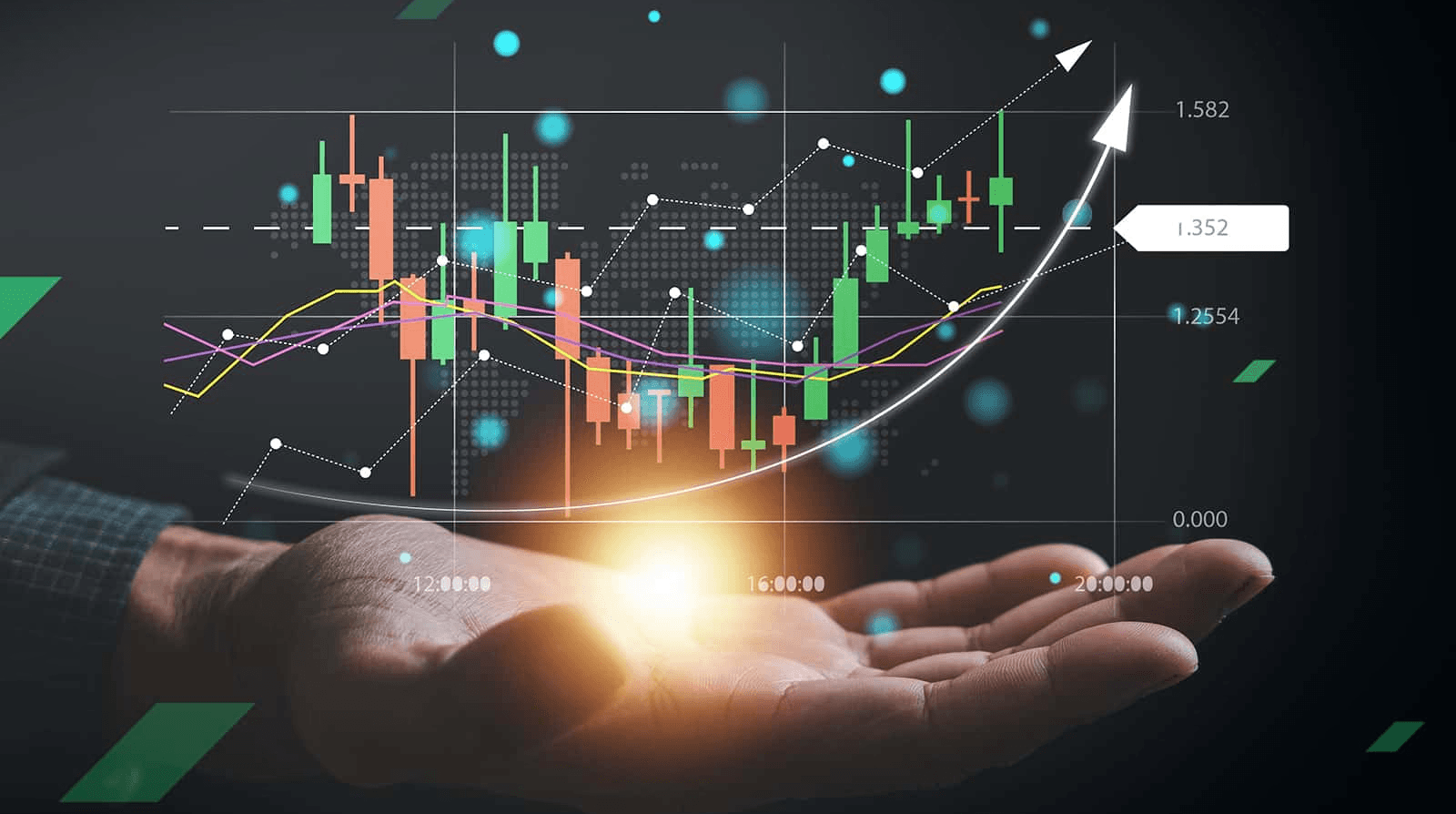 Hand holding glowing digital stock chart - Best Time Frame for Crypto Trading