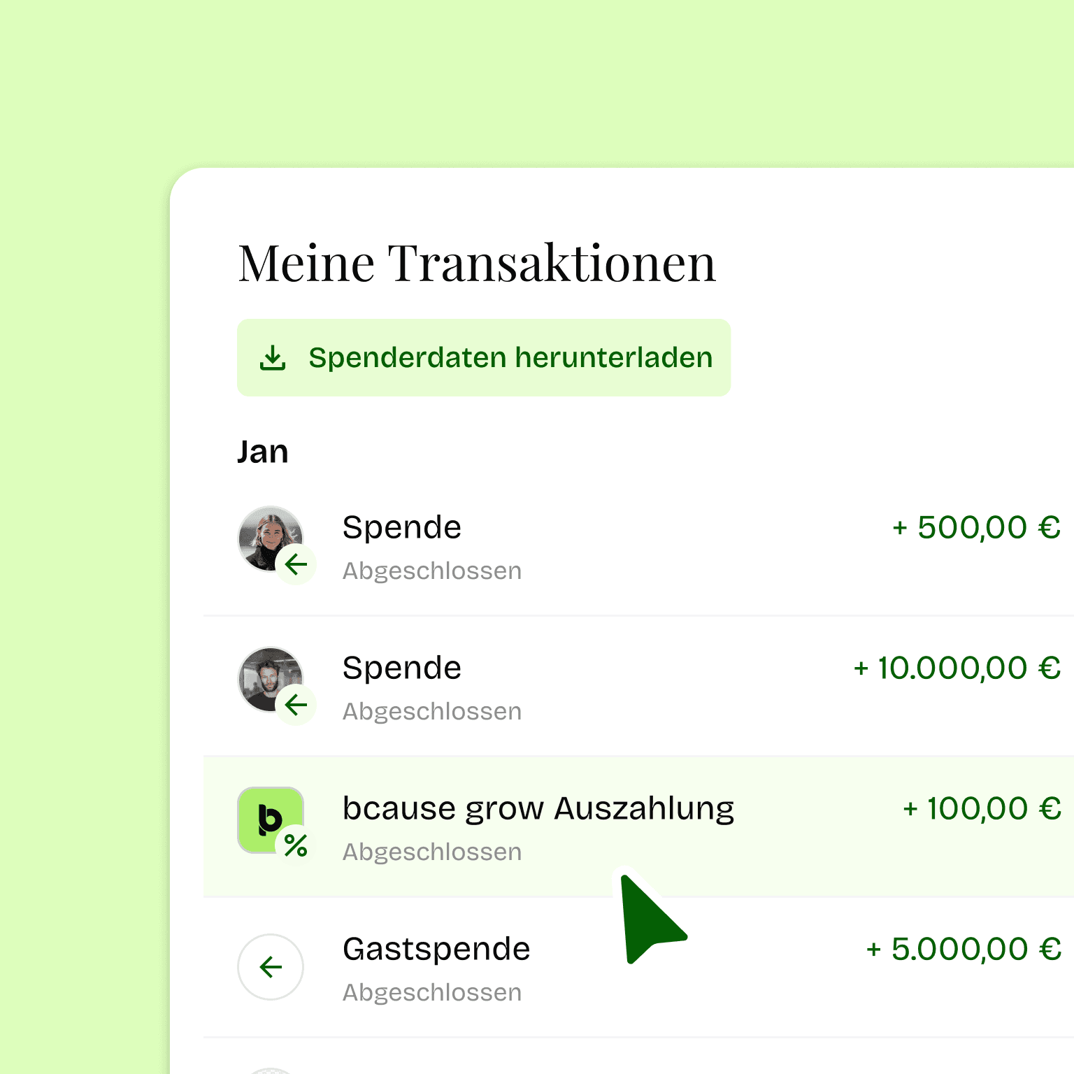 Strukturierte Spenderdaten bei bcause