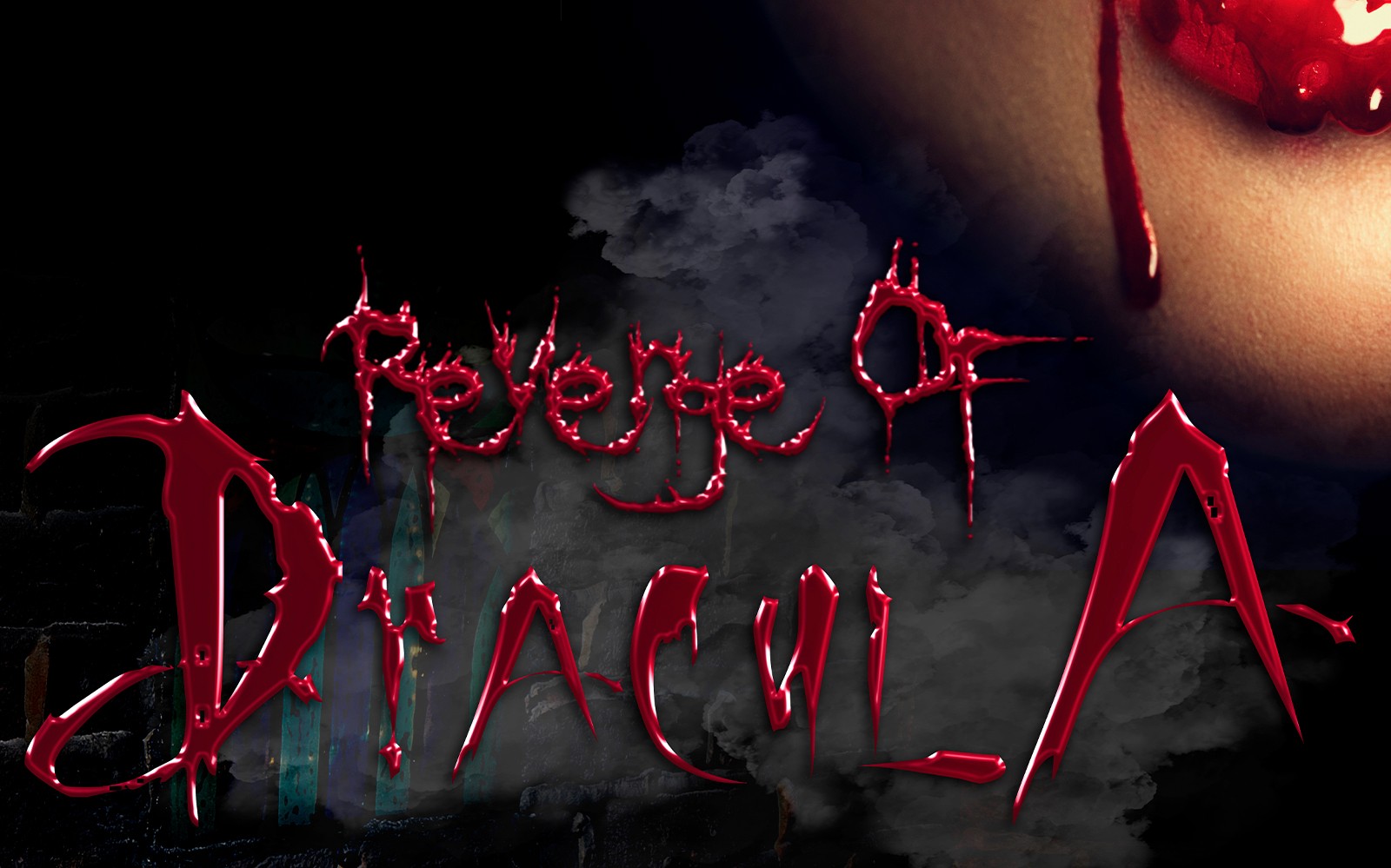 Revenge of Dracula text with blood effect for Trapped Escape Room in Singapore