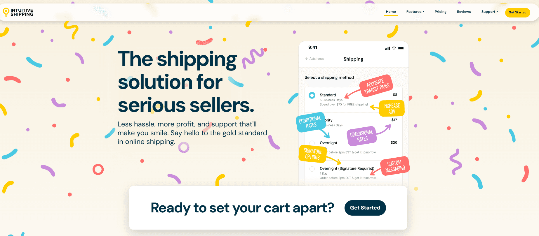 Screenshot Intuitive Shipping homepage