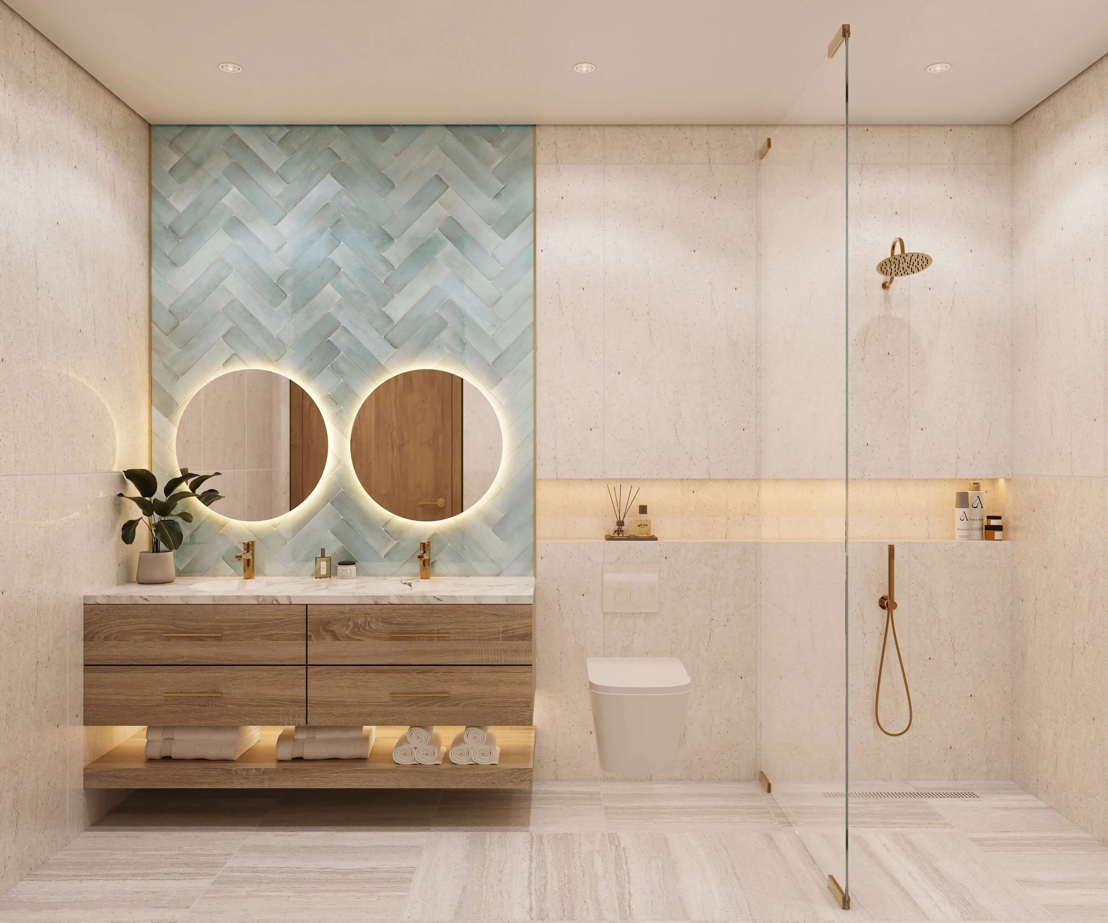 Contemporary bathroom with double sink