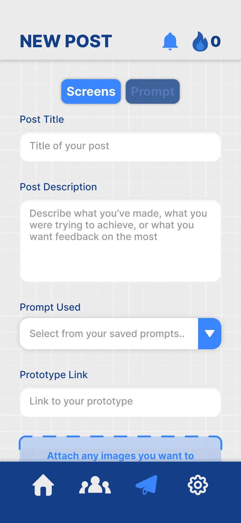 The post screen page for the FlowBuilder app