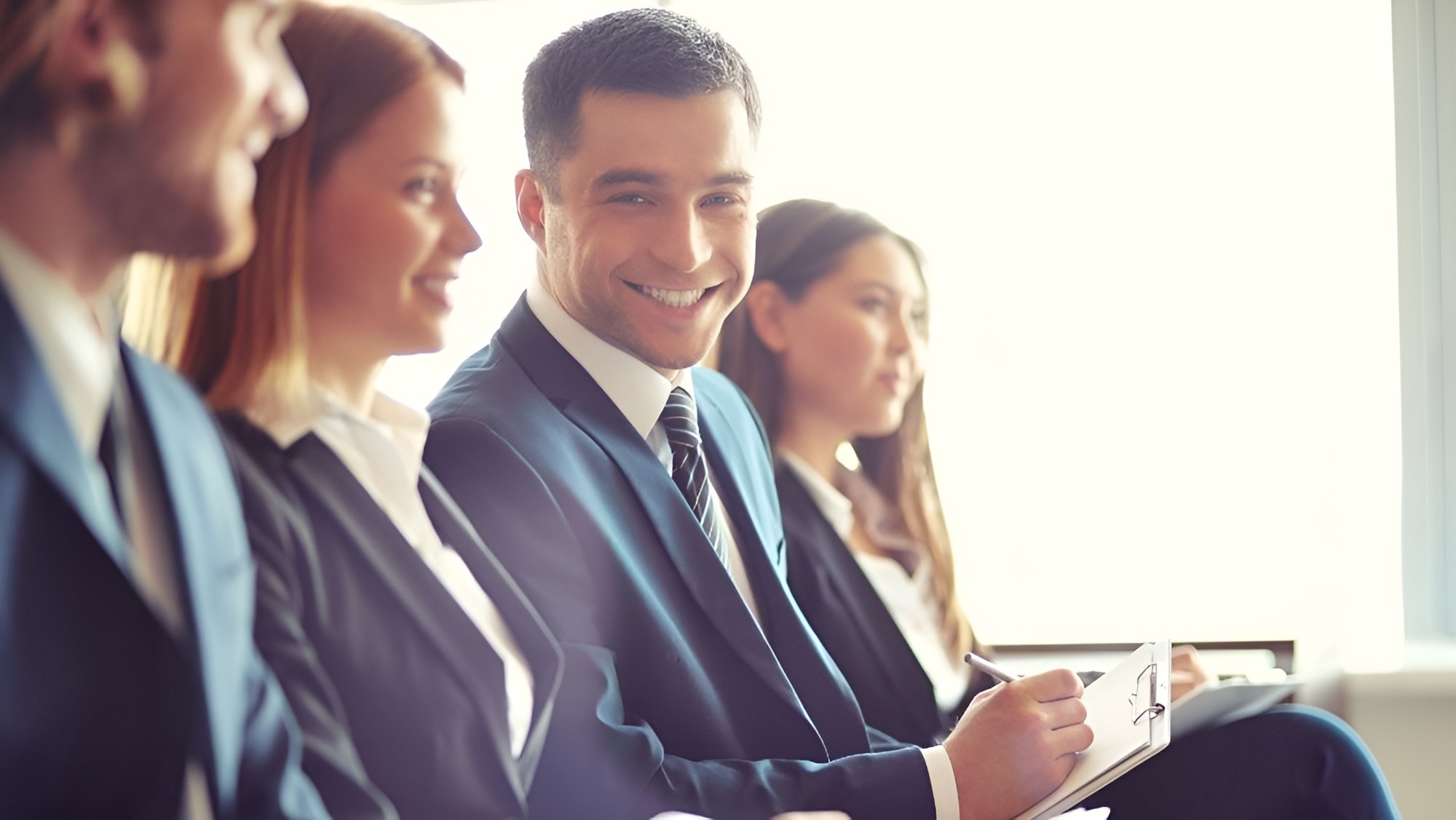 Business professionals networking at an event