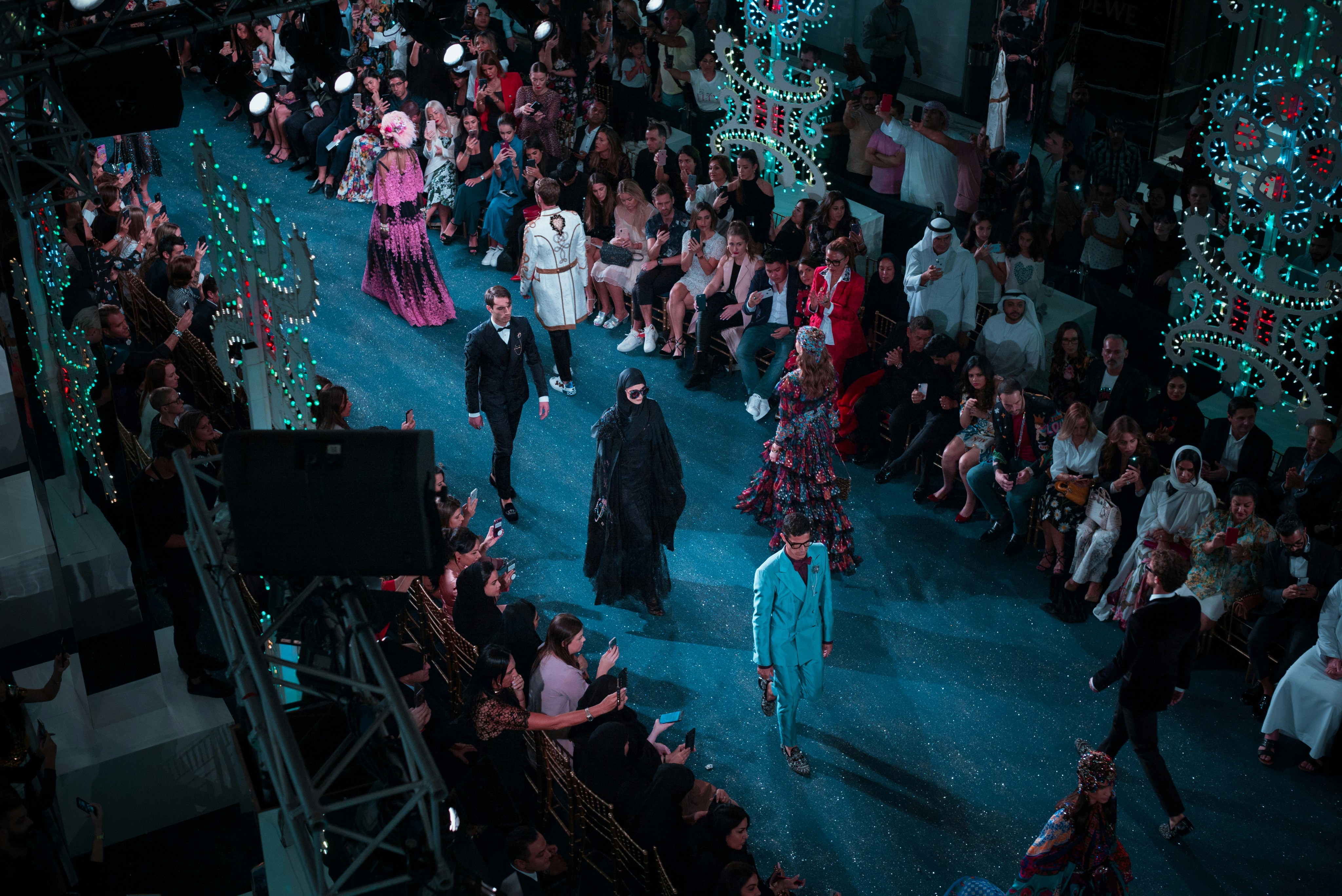 Models ramping on a ramp walk in a fashion show