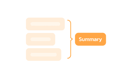 Xmind Summary with branched outline structure layout for wrapping up key points.
