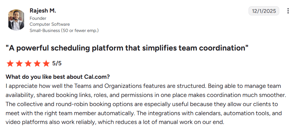 Rajesh’s review of Cal.com&nbsp;