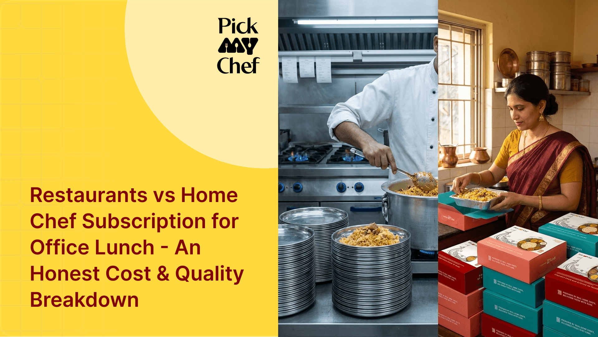 Fresh home-cooked lunch box delivered to an office in Hyderabad by a Pick My Chef home chef