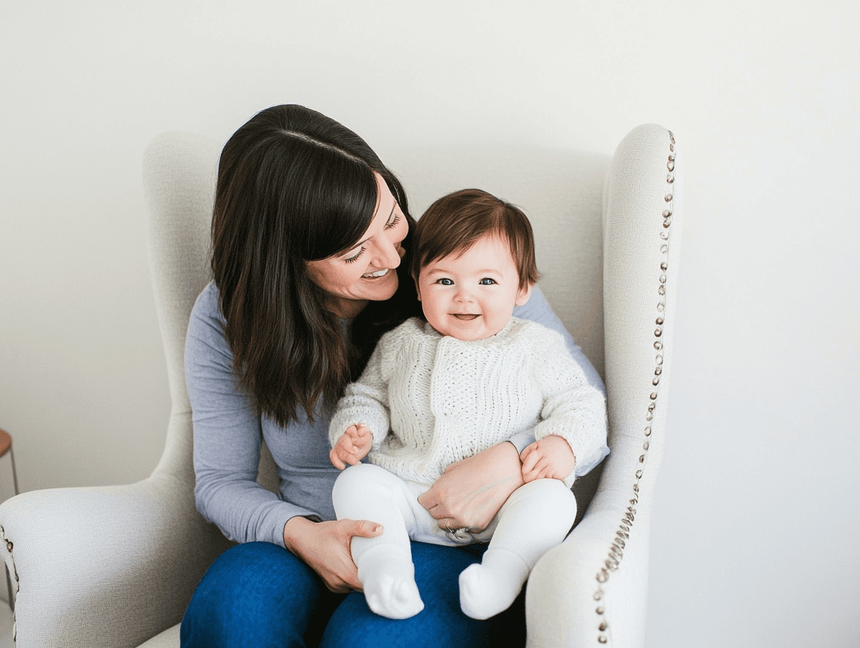 5 month old sitting with mom