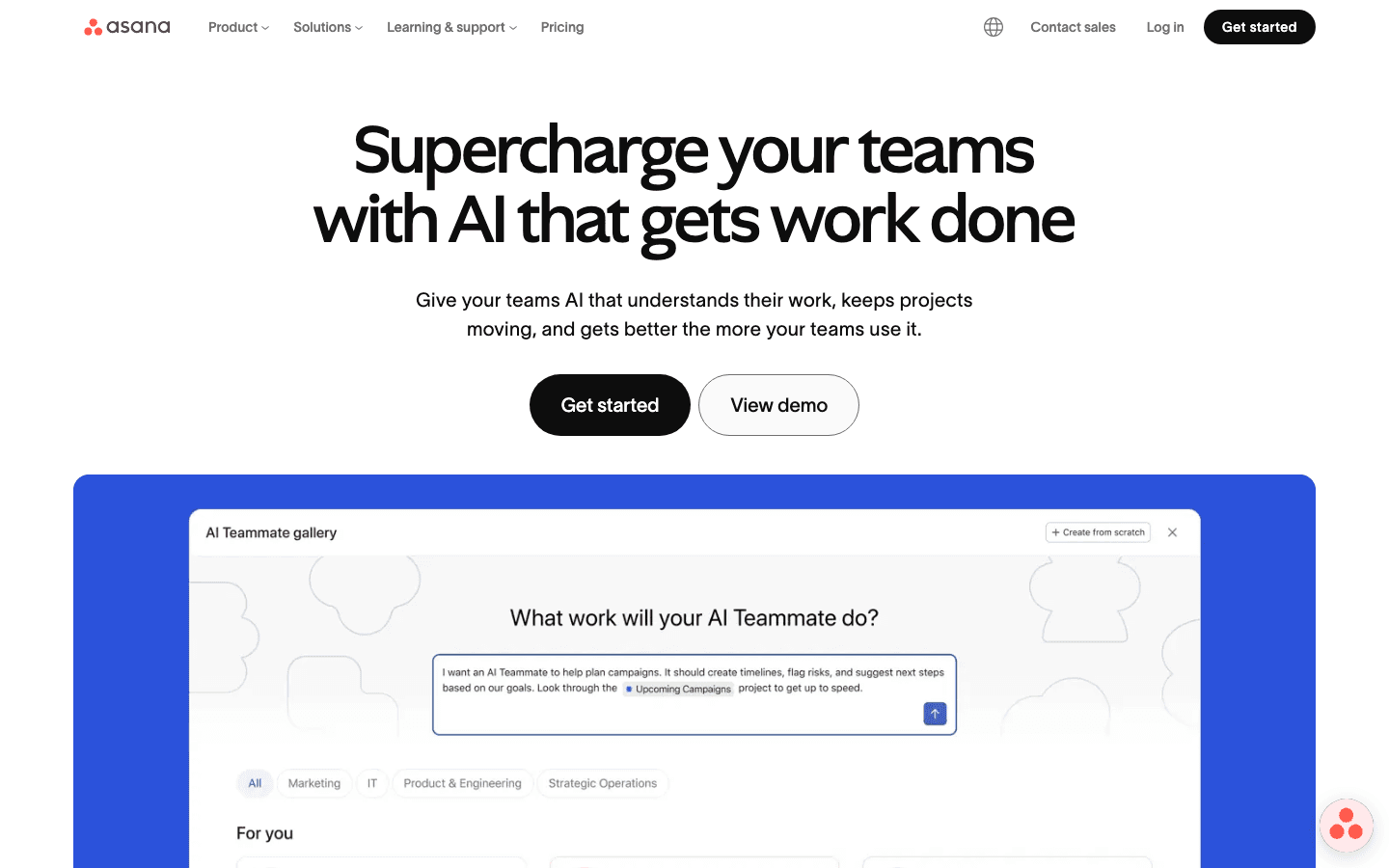 Asana AI teammates and work management