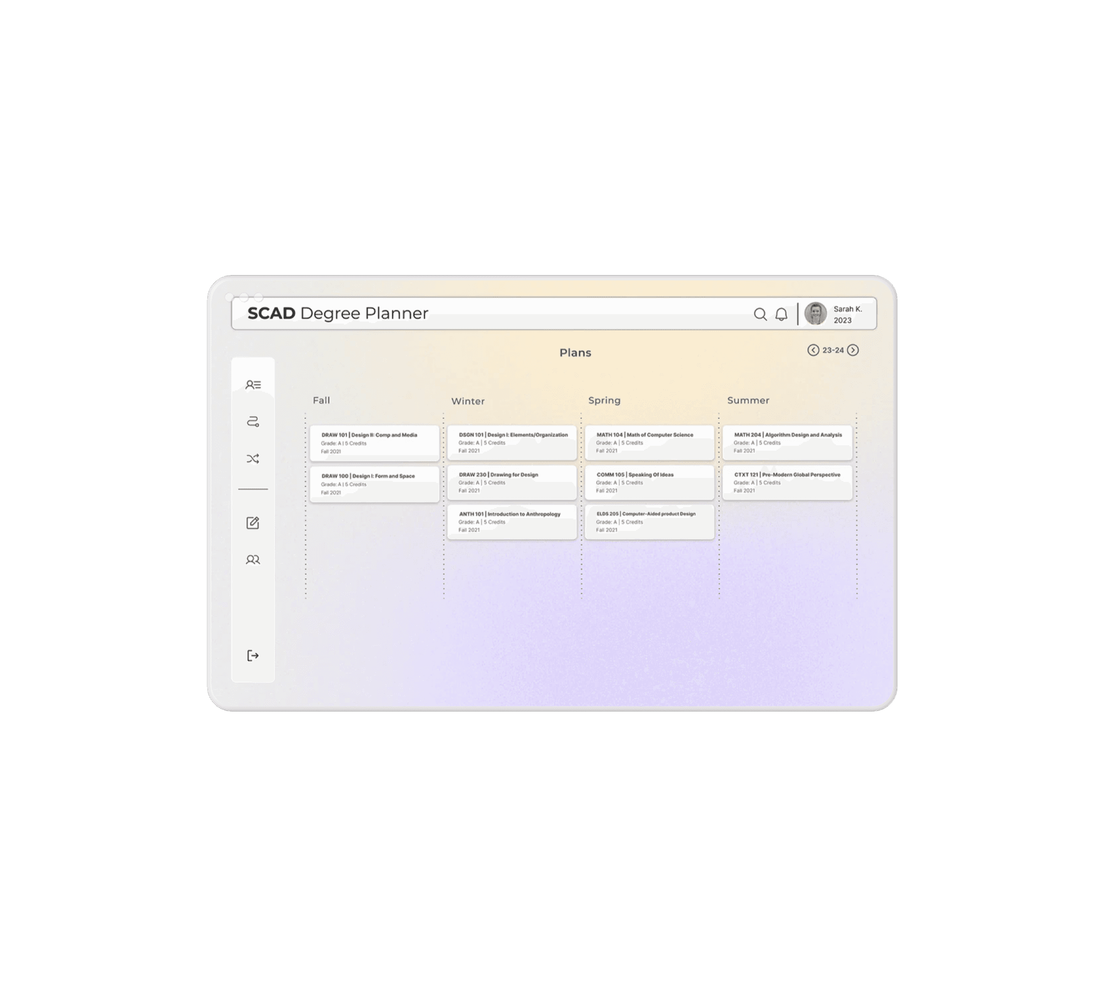 Translated course selections into a clear weekly schedule view, making semester planning easier to understand at a glance.