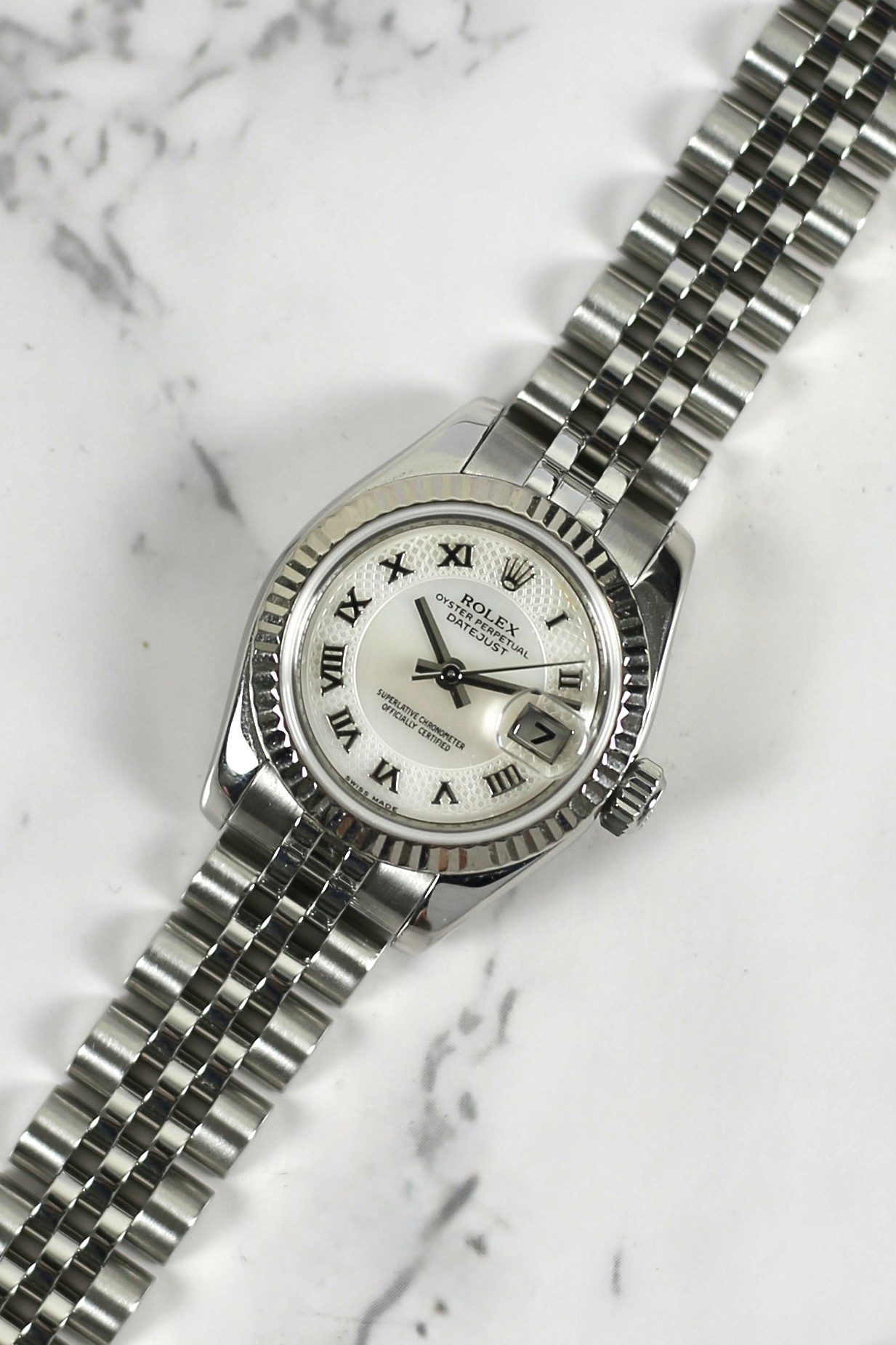 LADIES DATEJUST MOTHER OF PEARL DIAL HIDDEN CLASP JUBILEE