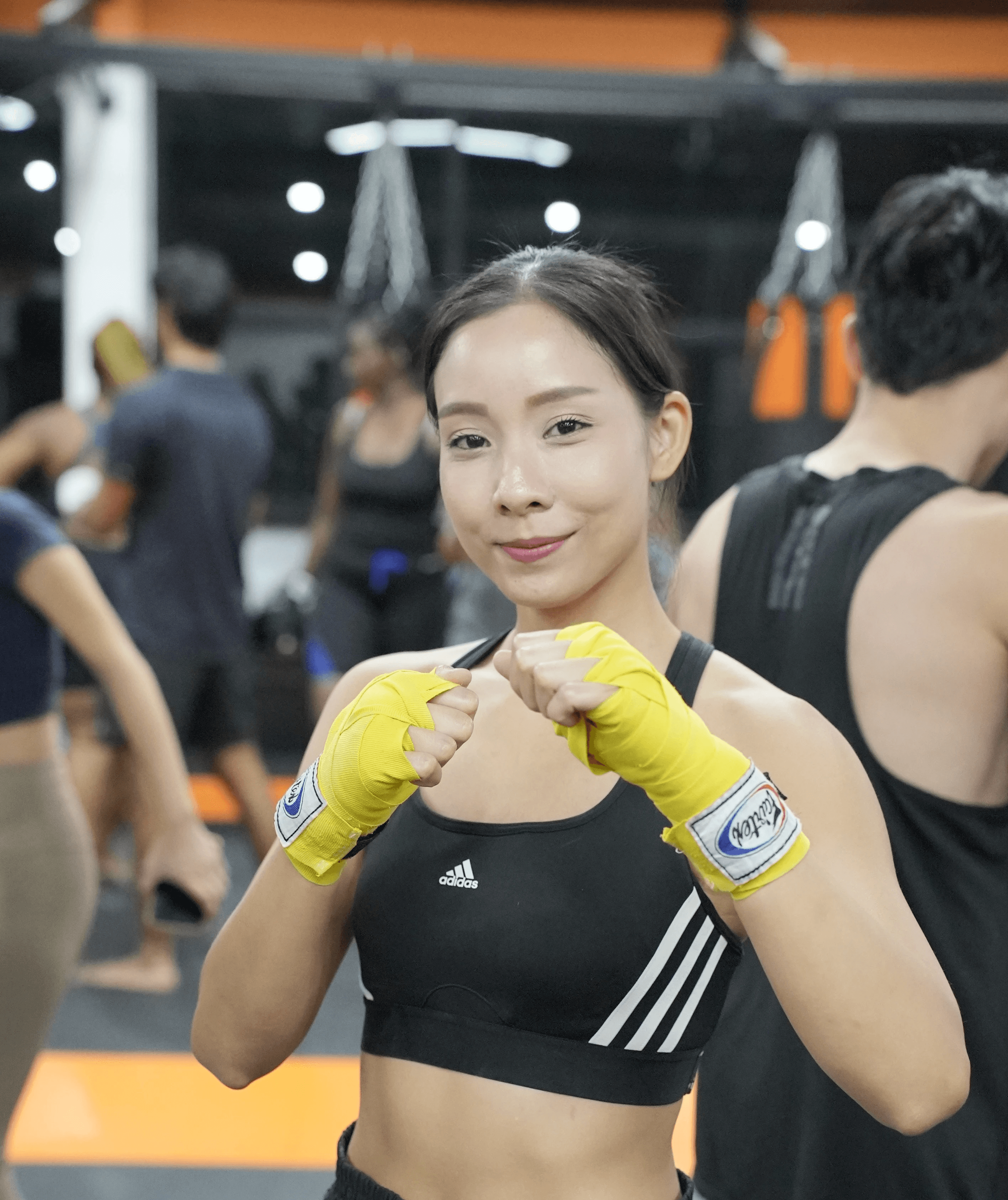 a happy muay thai student