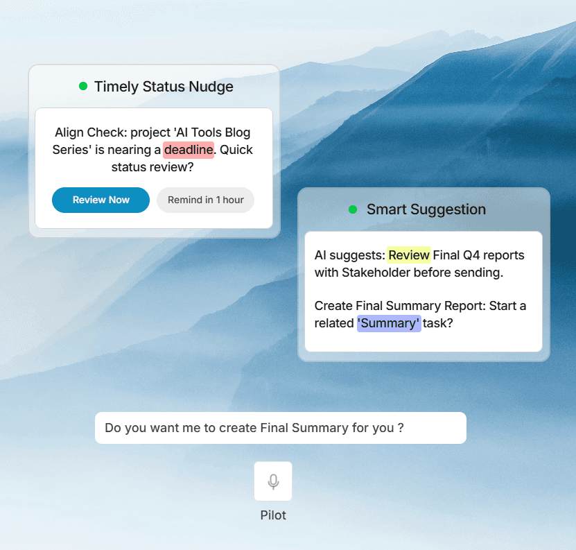 Smart Timely nudges and suggestions