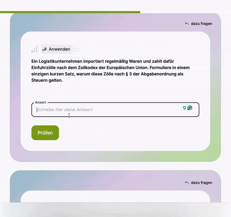 Offenefragen Bewertung bei Tarsus
