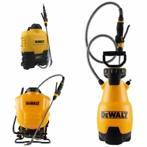 handheld sprayer with a long nozzle, hose, and adjustable strap