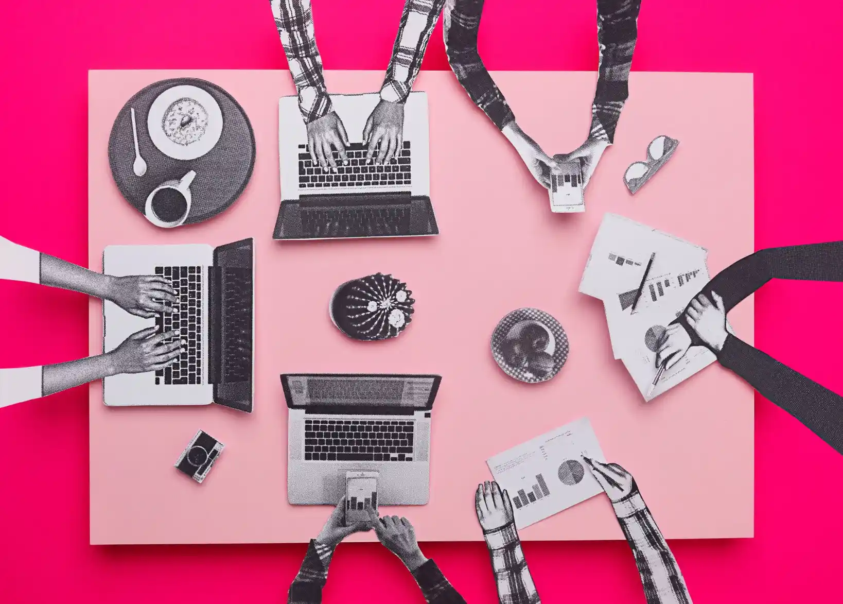 Illustration several people around a table