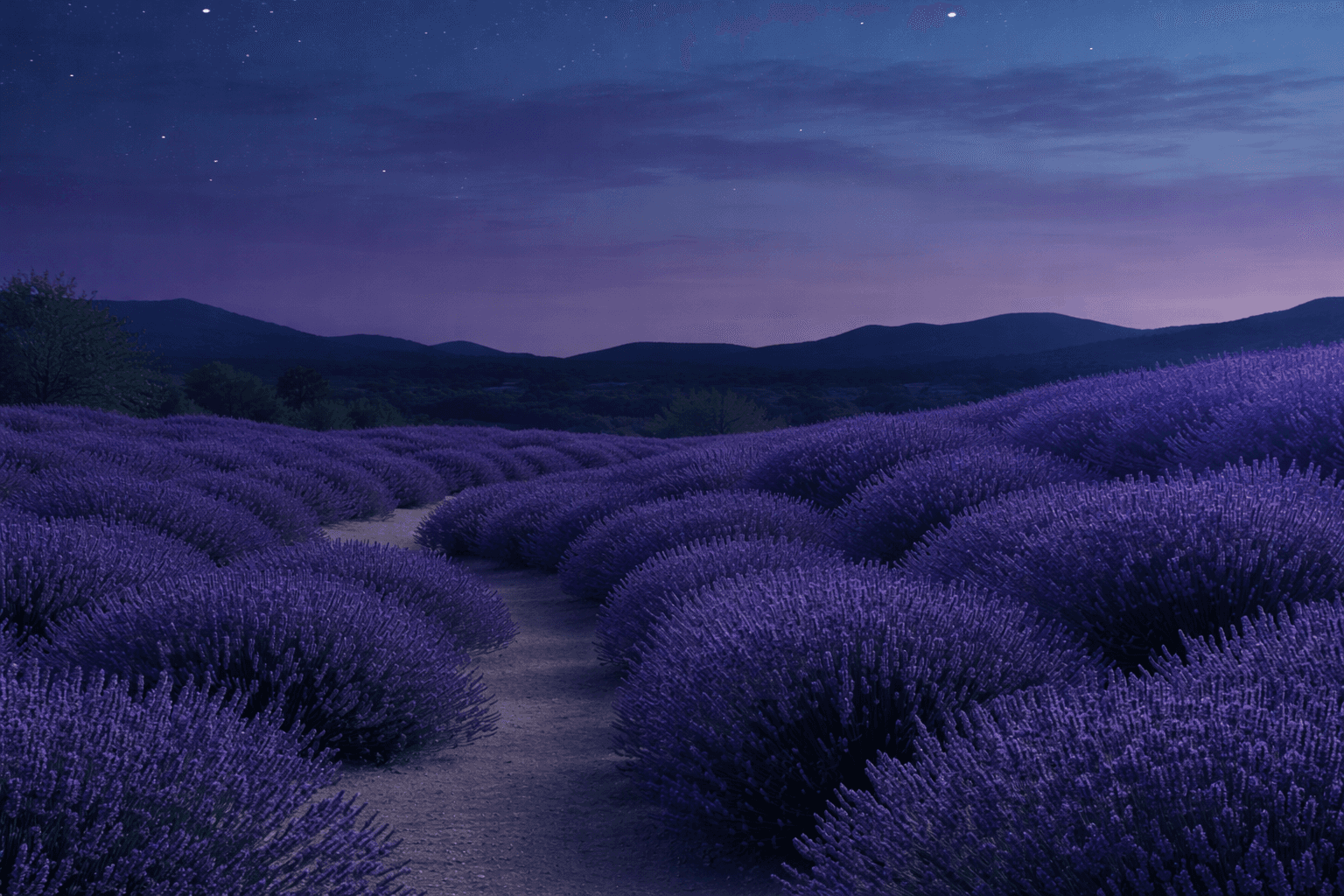 Twilight over lavender fields an AI generated image