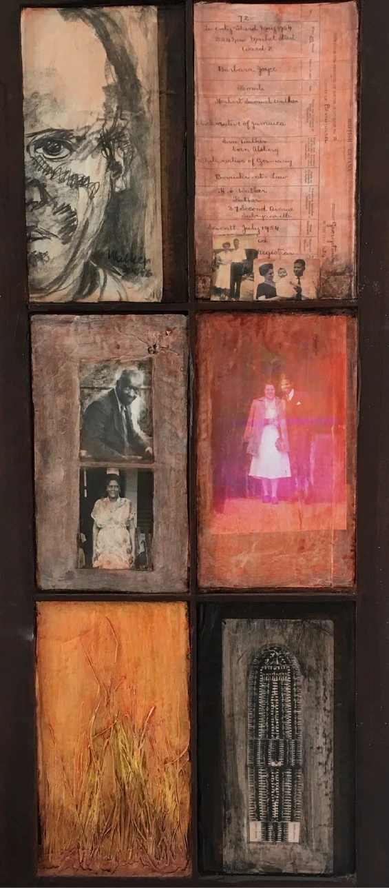 Heritage, 2021. Mixed media, window. by Barbara Walker.