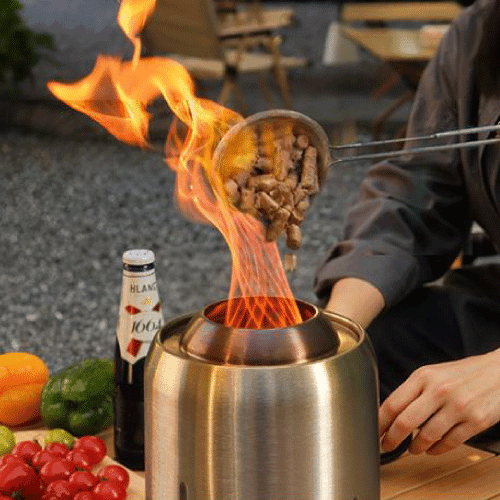 40Celsius  table fireplace silver with pelets