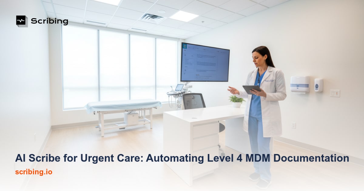 Corporate illustration representing AI scribe technology integrated with Epic EHR clinical documentation workflow