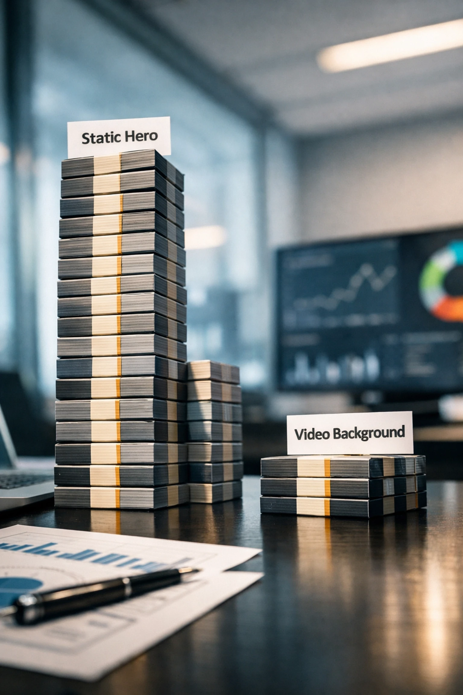 Revenue comparison showing higher conversions from static hero images versus video backgrounds