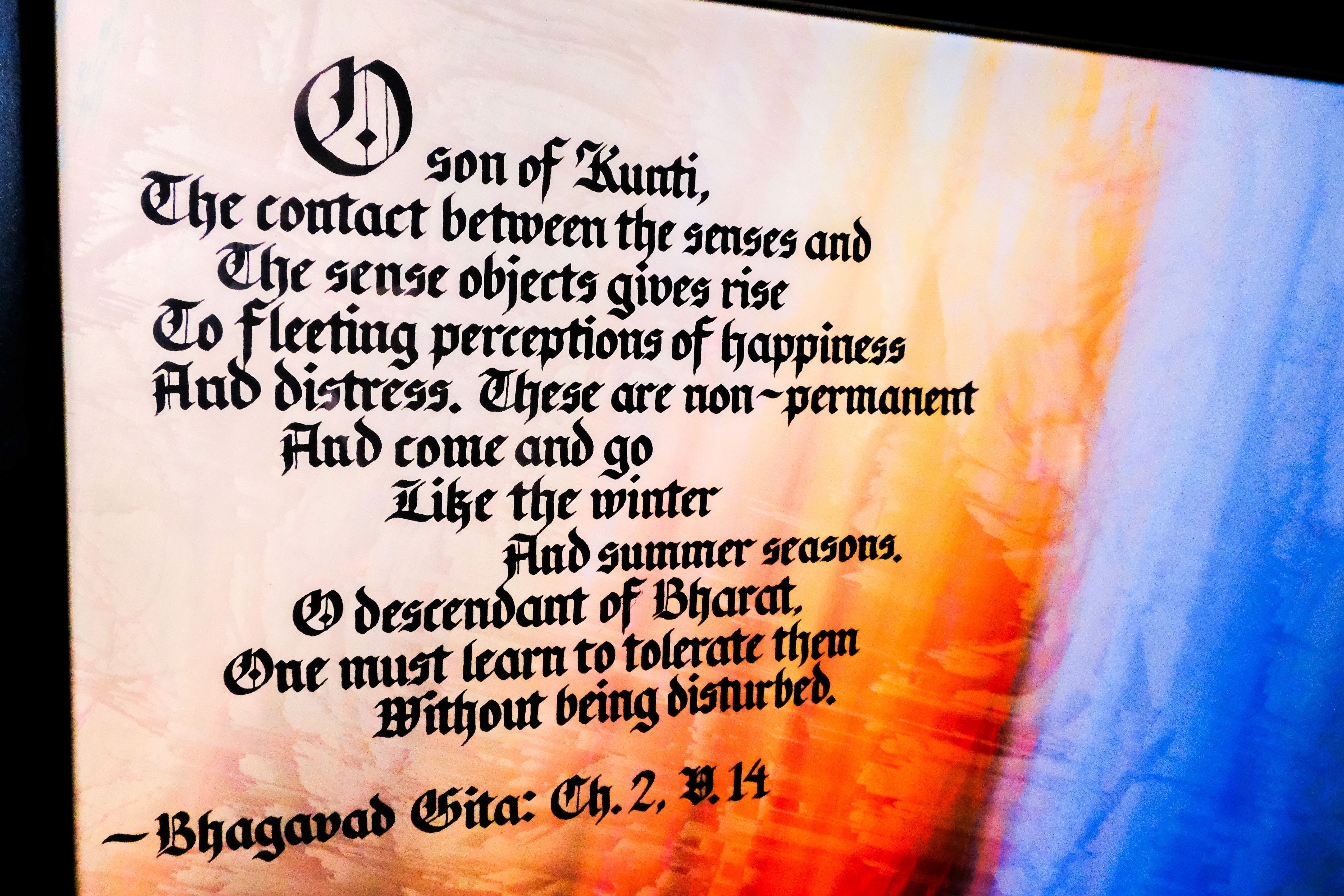 Witness and Wait poster 04: Bhagavad Gita Ch.2 V.14 Close-up