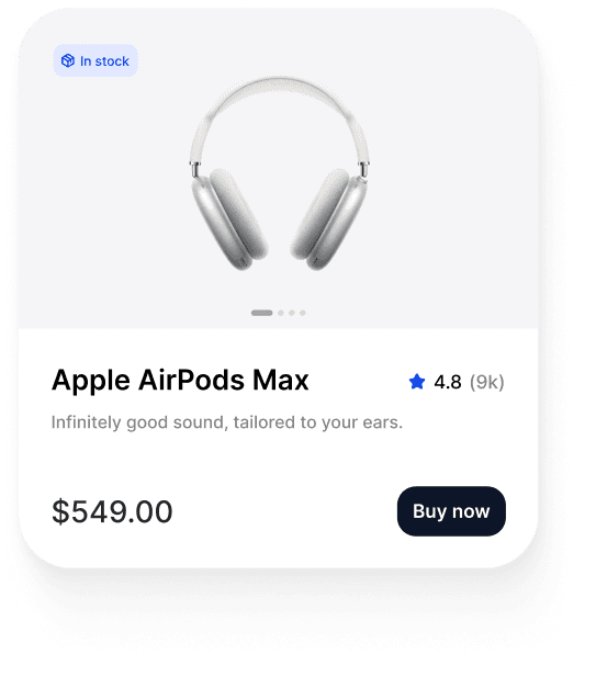 Product card design displaying Apple AirPods Max