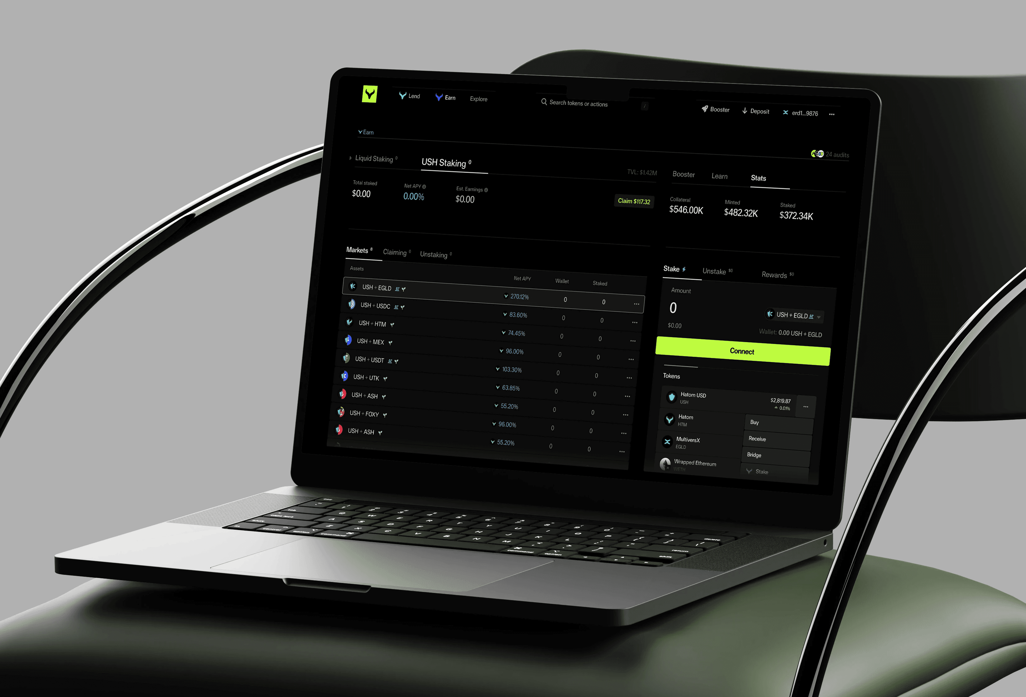 Blurred portrait of a person in an orange patterned shirt with glowing glasses, creating a futuristic and artistic vibe.