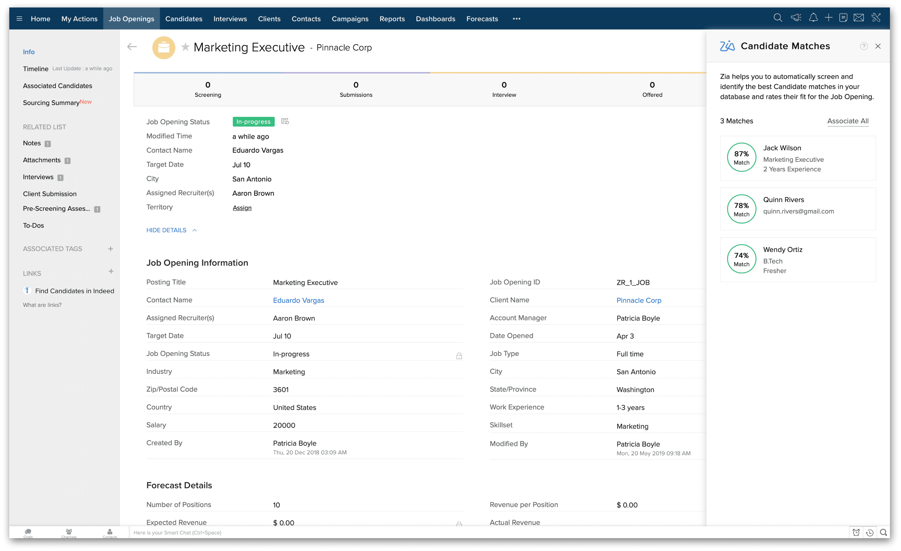 zoho recruit job openings