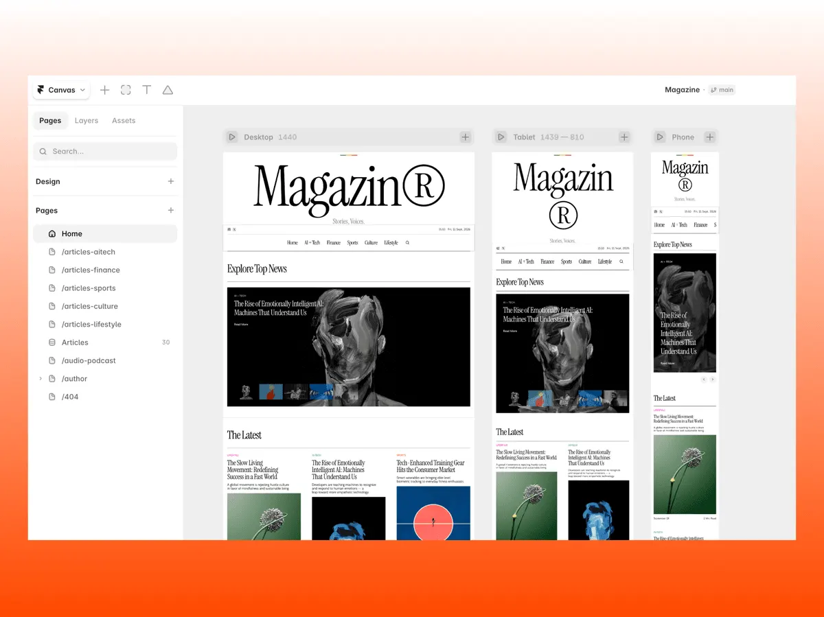 detail image 3 of the magazin® framer website template