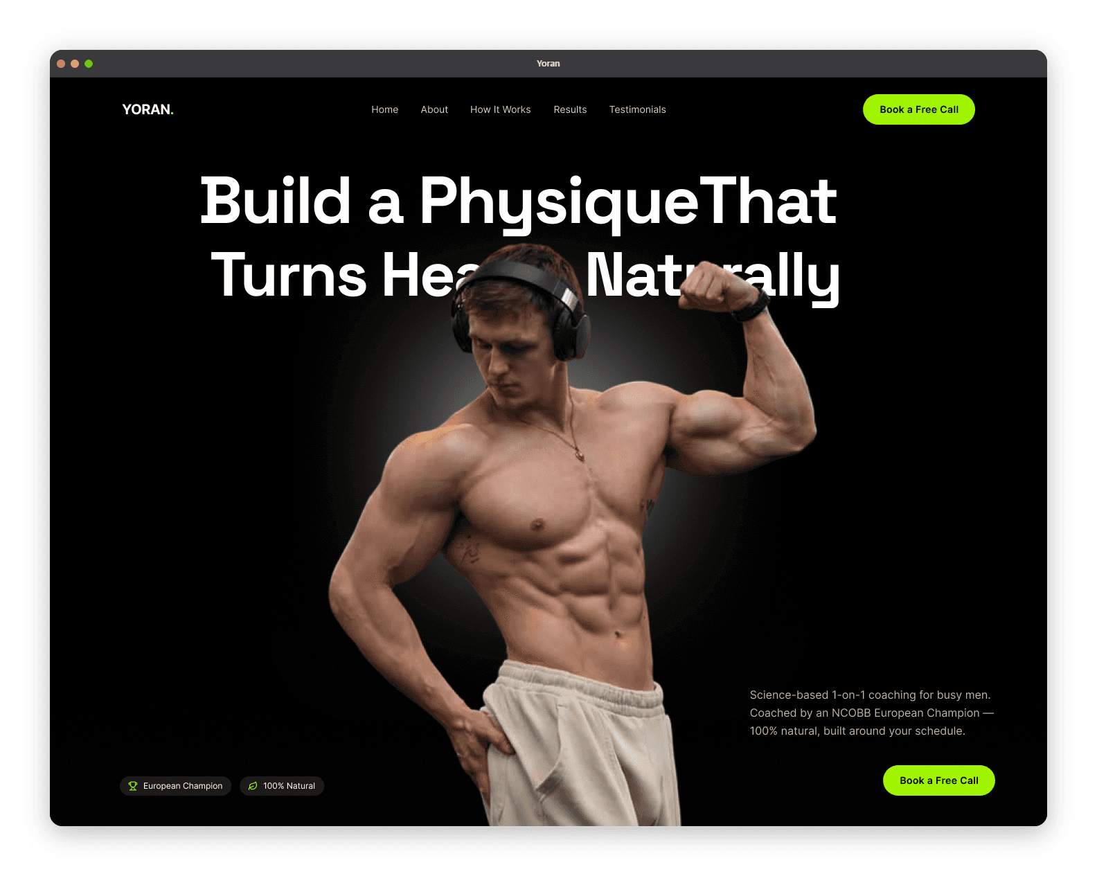 Yoran bodybuilding coaching website design preview