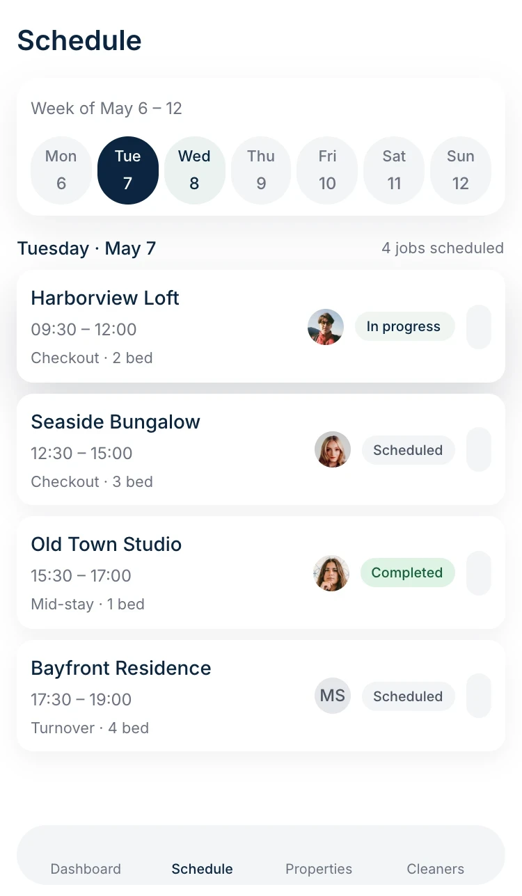 minary platform dashboard for Airbnb cleaning automation