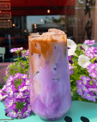 Iced Ube Latte Outdoors