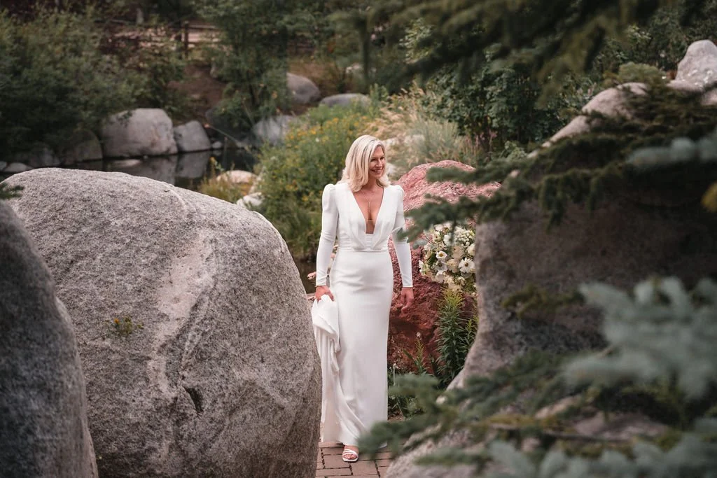 Bride walking down aisle at outdoor Aspen wedding