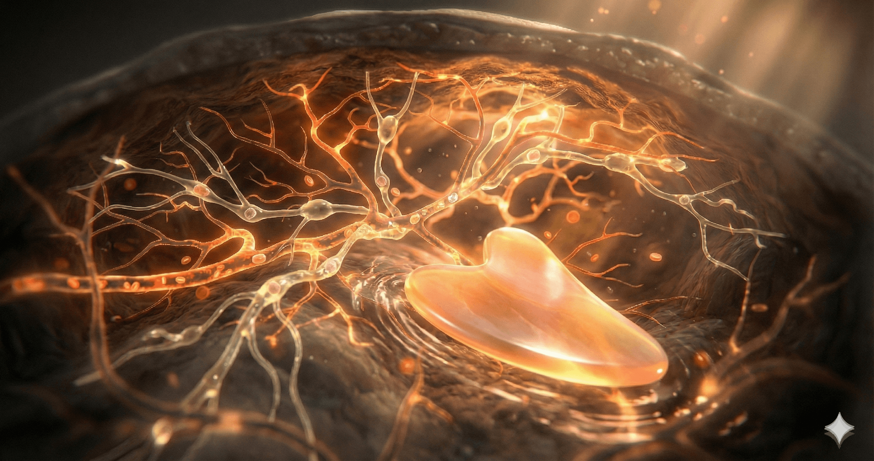 A young woman with wet hair, leaning back in a bath with her eyes closed. The sunlight reflects off the water, creating a serene and tranquil atmosphere.